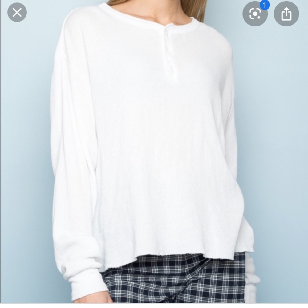 Brandy Melville white thermal Allie top - Picture 3 of 5